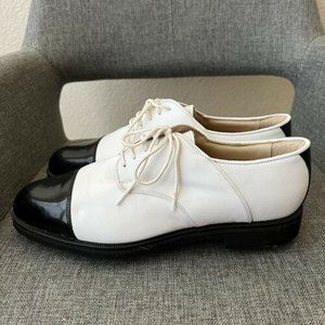 Tags Golf Oxford White Black Leather Lace Up Shoes Size 10 SB02